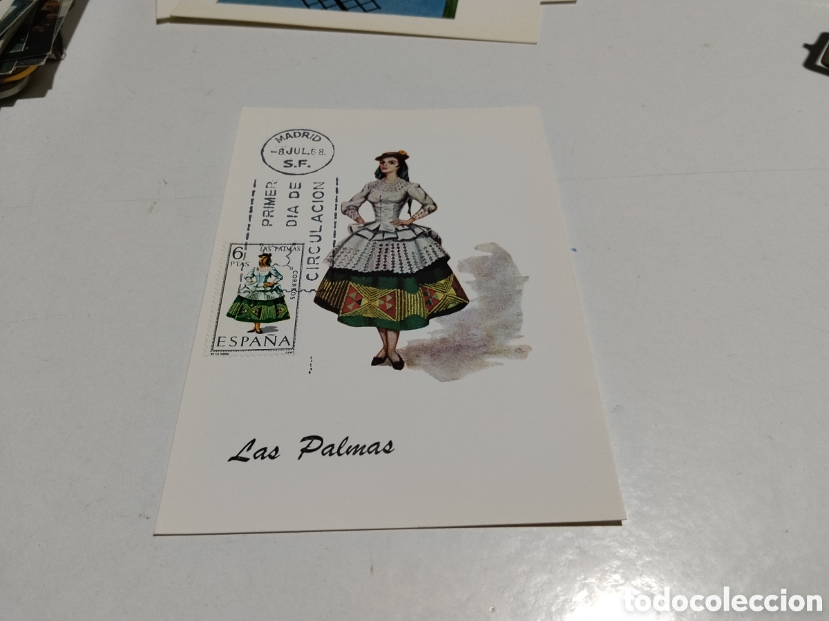 Sellos: Postal traje t&iacute;pico de las Palmas