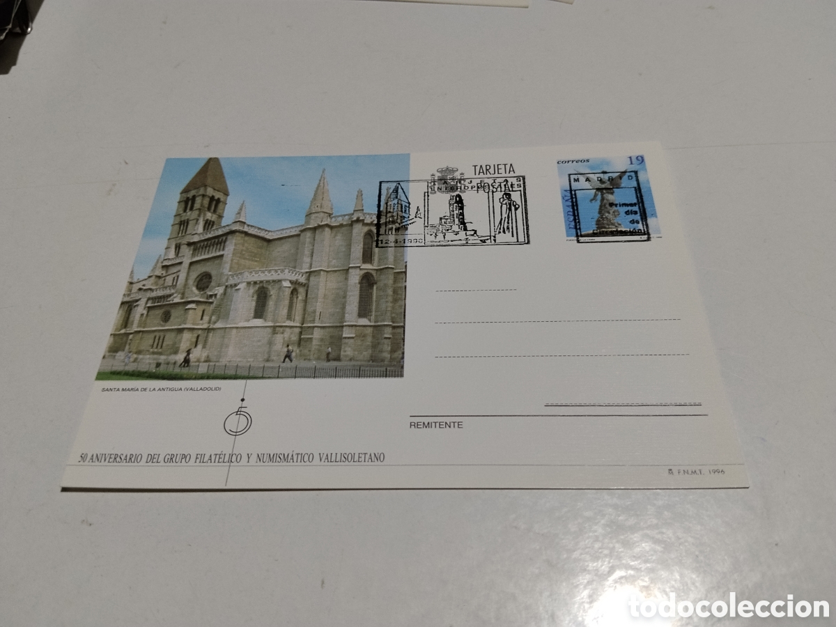 Sellos: Tarjeta postal 50 aniversario del grupo filat&eacute;lico y numism&aacute;tico Vallisoletano
