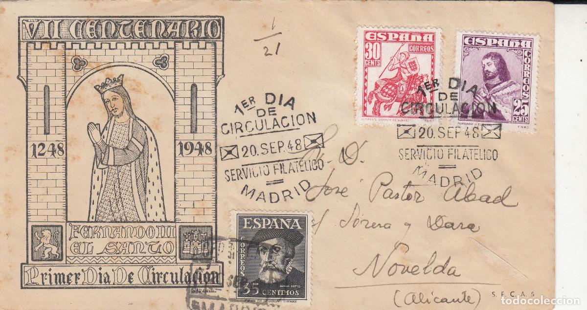 Sellos: SPD PRIMER DIA - 1948 - PERSONALES NUMS. 1033 - 1034 - FERNANDO III Y ALMIRANTE BONIFAZ