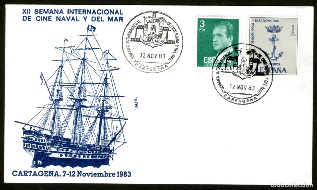 Sellos: SOBRE CONMEMORATIVO XII SEMANA INTER. DE CINE NAVAL Y DEL MAR 1983