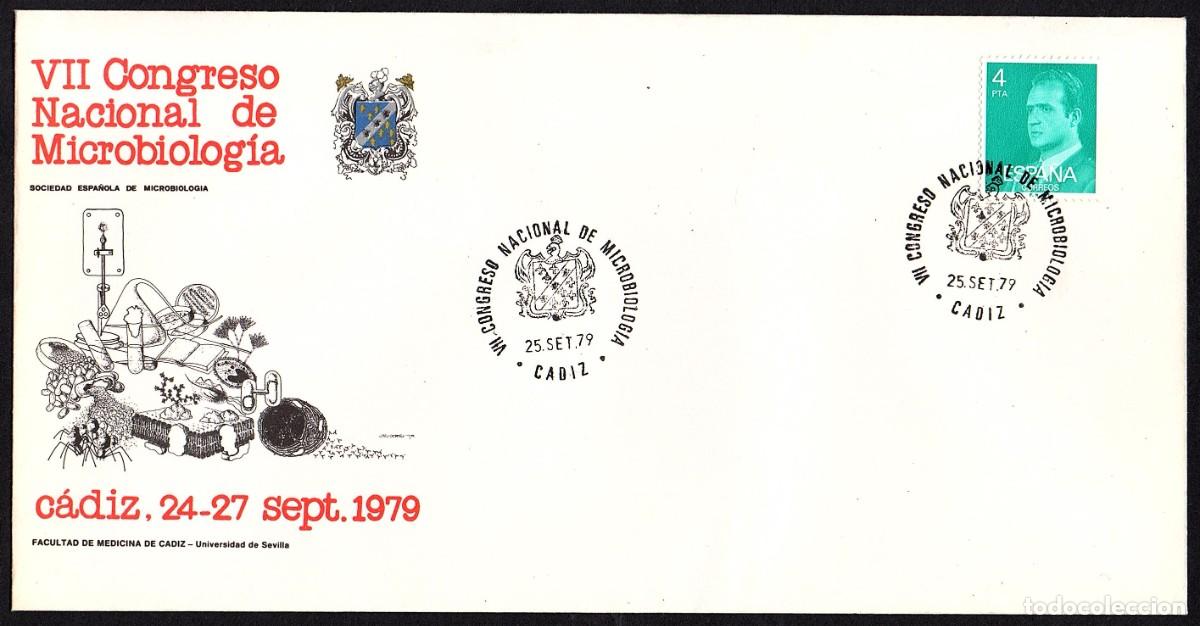 Sellos: SOBRE VII CONGRESO NACIONAL DE MICROBIOLOGIA CADIZ 1979