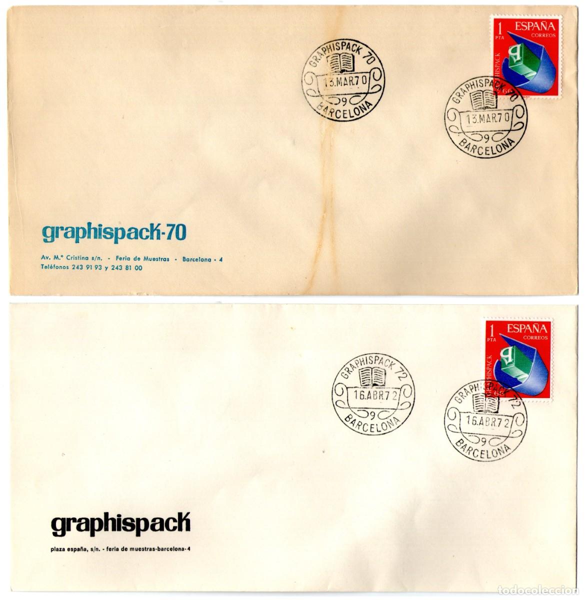 Sellos: 5 SOBRES GRAPHISPACK CON MATASELLOS CONMEMORATIVOS A&Ntilde;OS 1970-72-74-78 Y 81