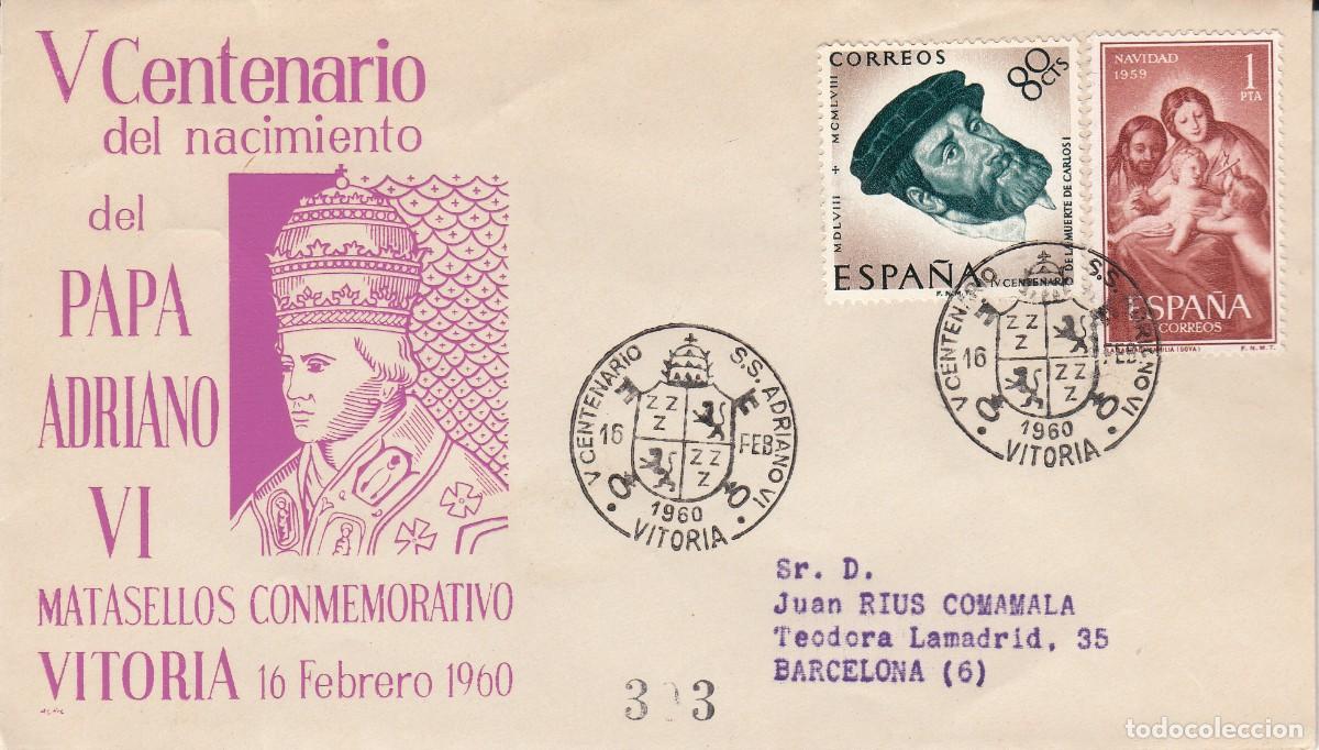 Sellos: MATASELLOS V CENTENARIO DEL NACIMIENTO DEL PAPA ADRIANO VI - VITORIA - 1960