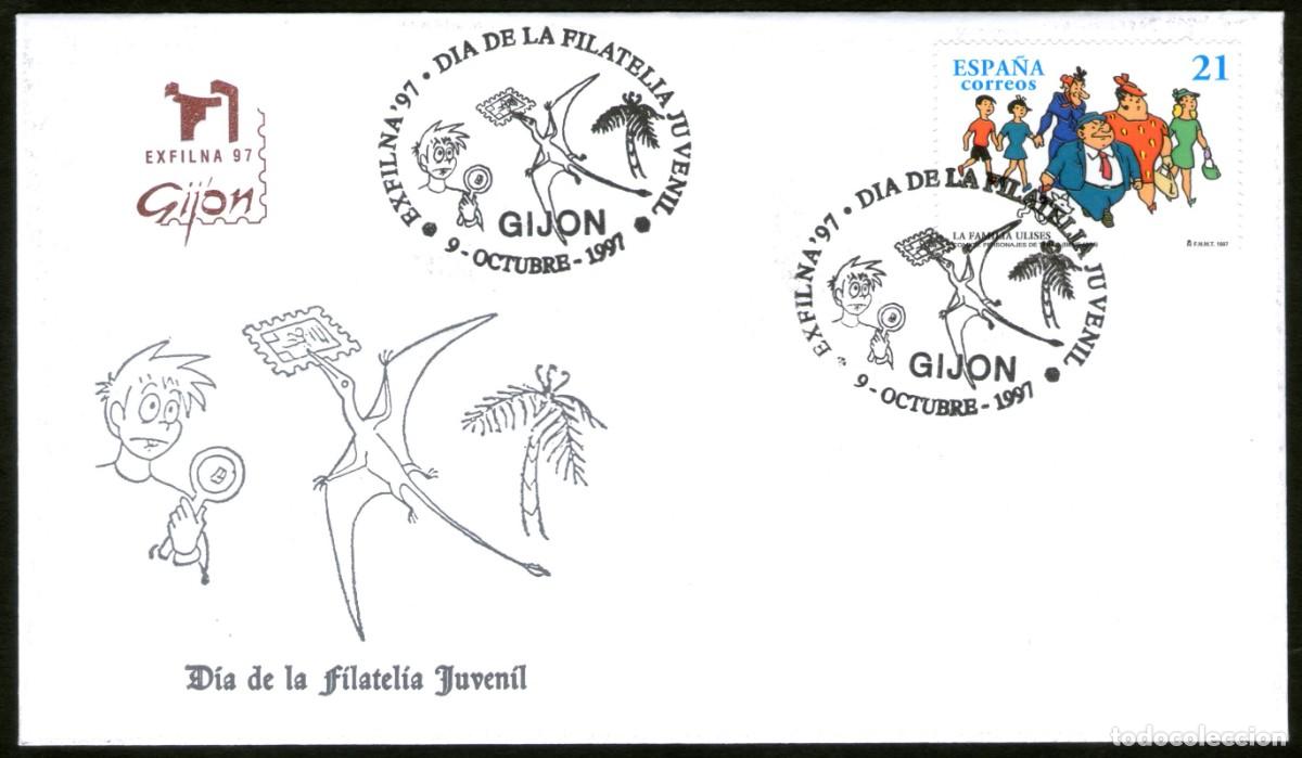 Sellos: SOBRE CONMEMORATIVO DIA DE LA FILATELIA JUVENIL - EXFILNA 97 GIJON