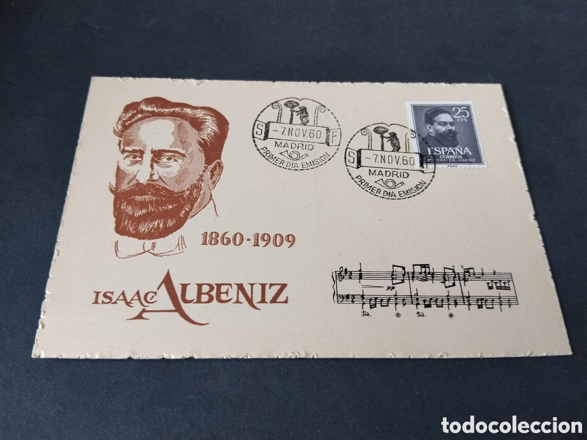 Sellos: Postal Isaac Alb&eacute;niz,cu&ntilde;o primer d&iacute;a de circulaci&oacute;n