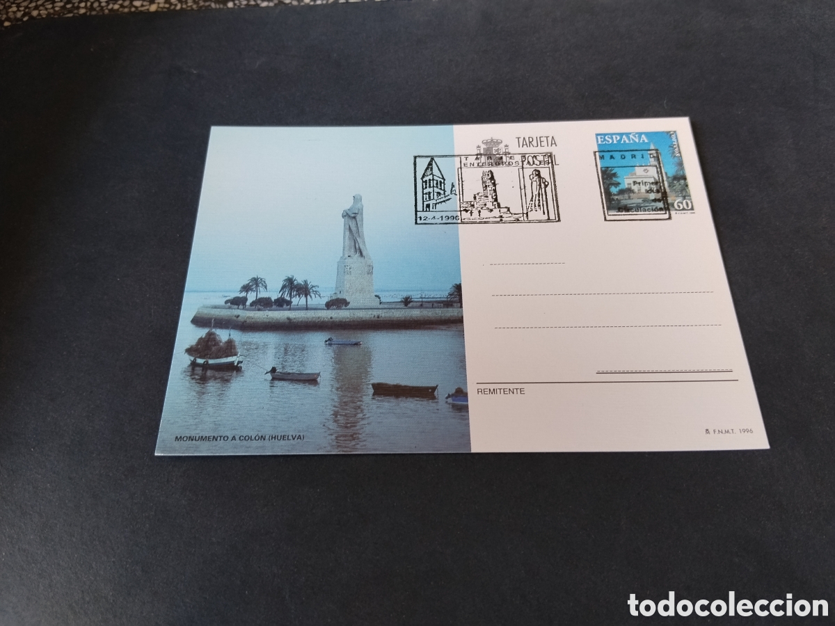 Sellos: Postal monumento a Col&oacute;n, Huelva
