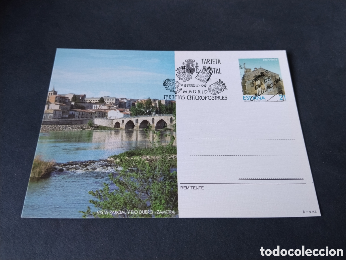 Sellos: Postal vista parcial y R&iacute;o Duero, Zamora