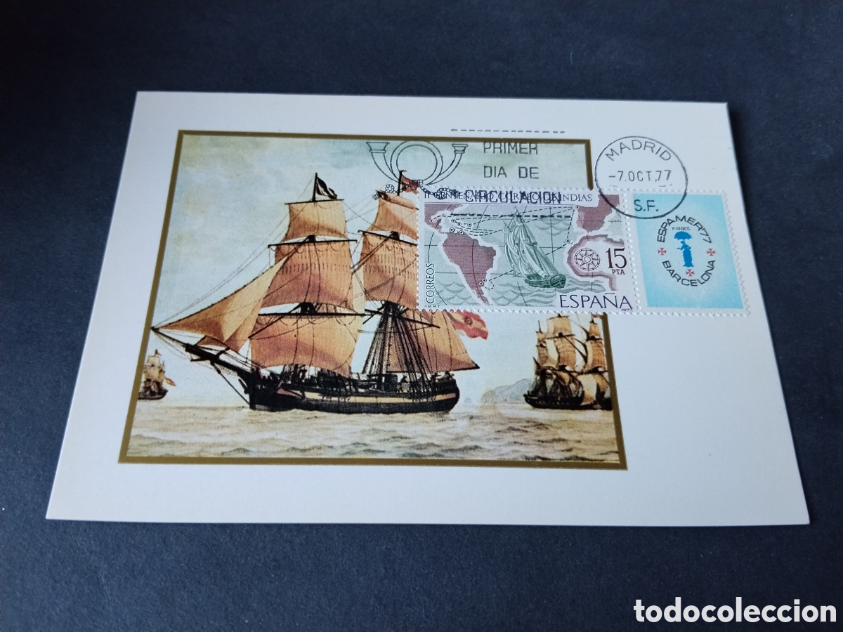 Sellos: Postal nav&iacute;os correo Indias
