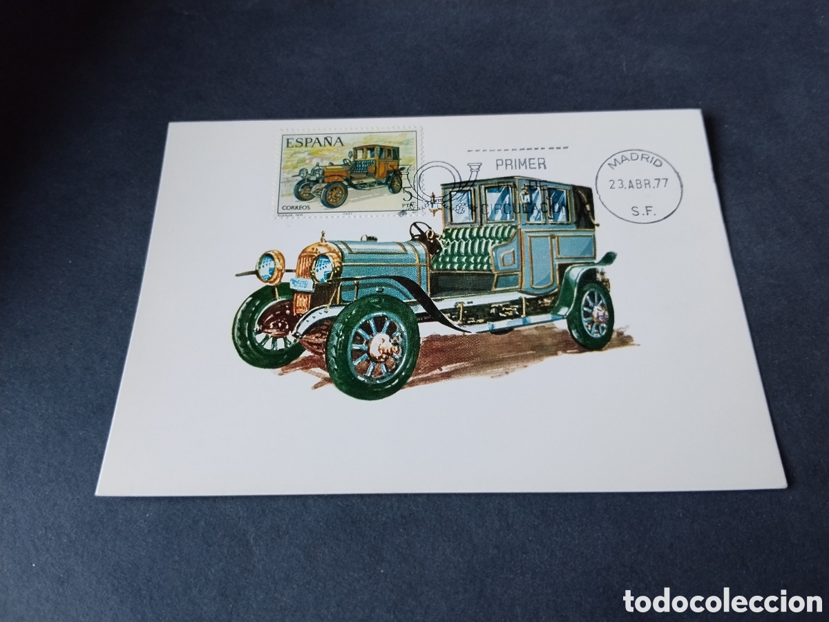 Sellos: Postal coche de &eacute;poca