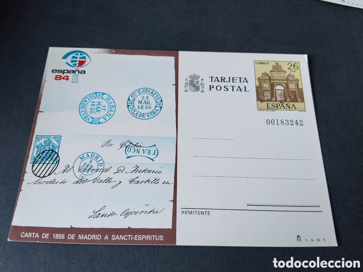 Sellos: Postal Espa&ntilde;a 84 carta de 1855 de Madrid a Santi espiritus