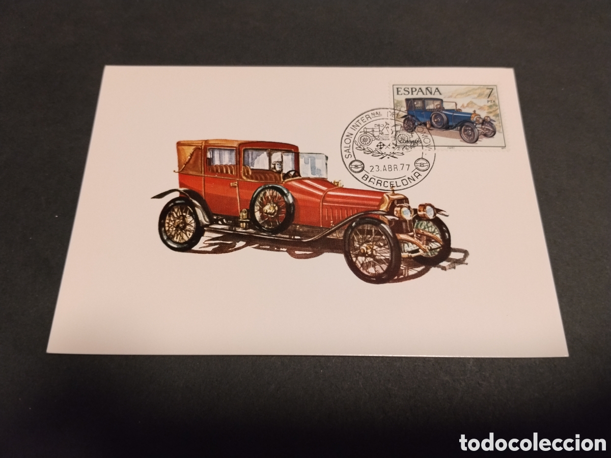 Sellos: Postal autom&oacute;vil de &eacute;poca sal&oacute;n internacional del autom&oacute;vil Barcelona