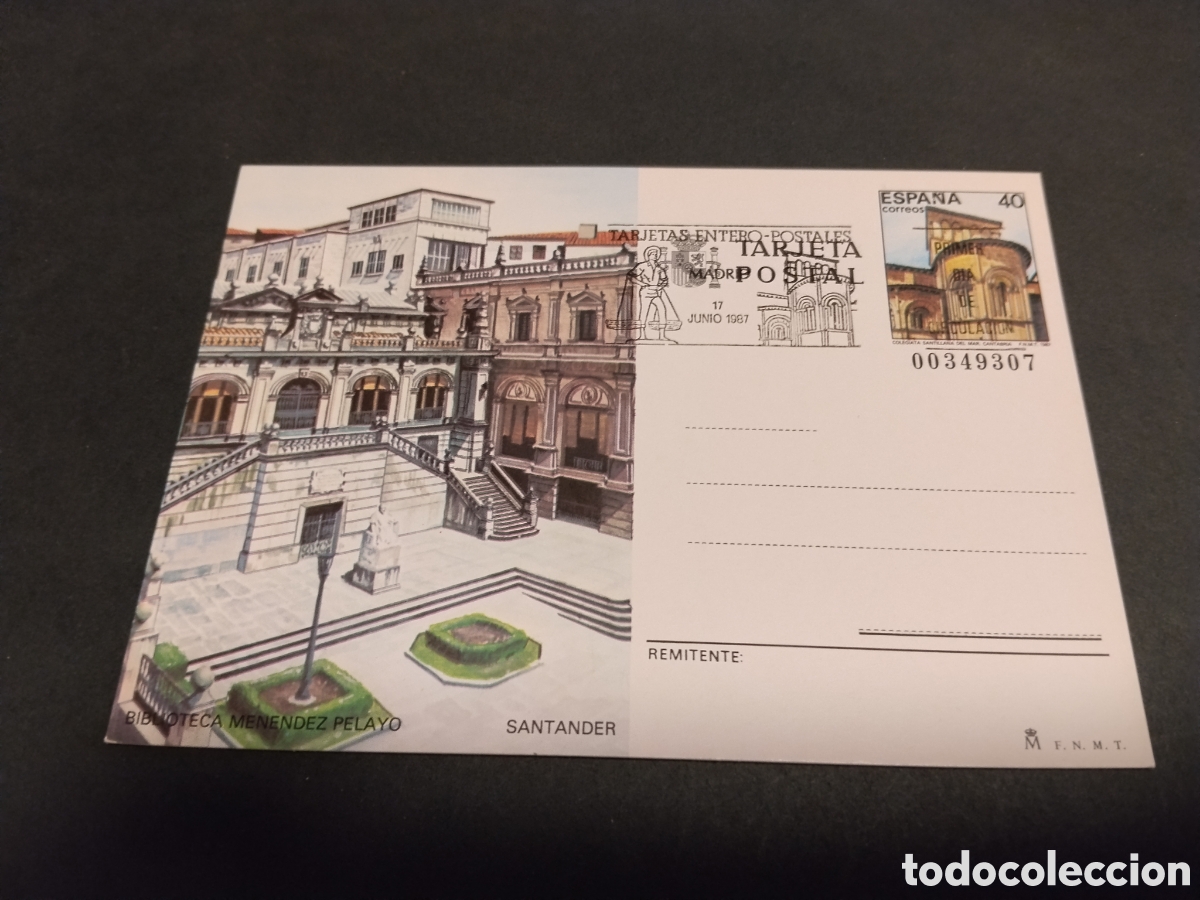 Sellos: Postal biblioteca Men&eacute;ndez Pelayo, Santander