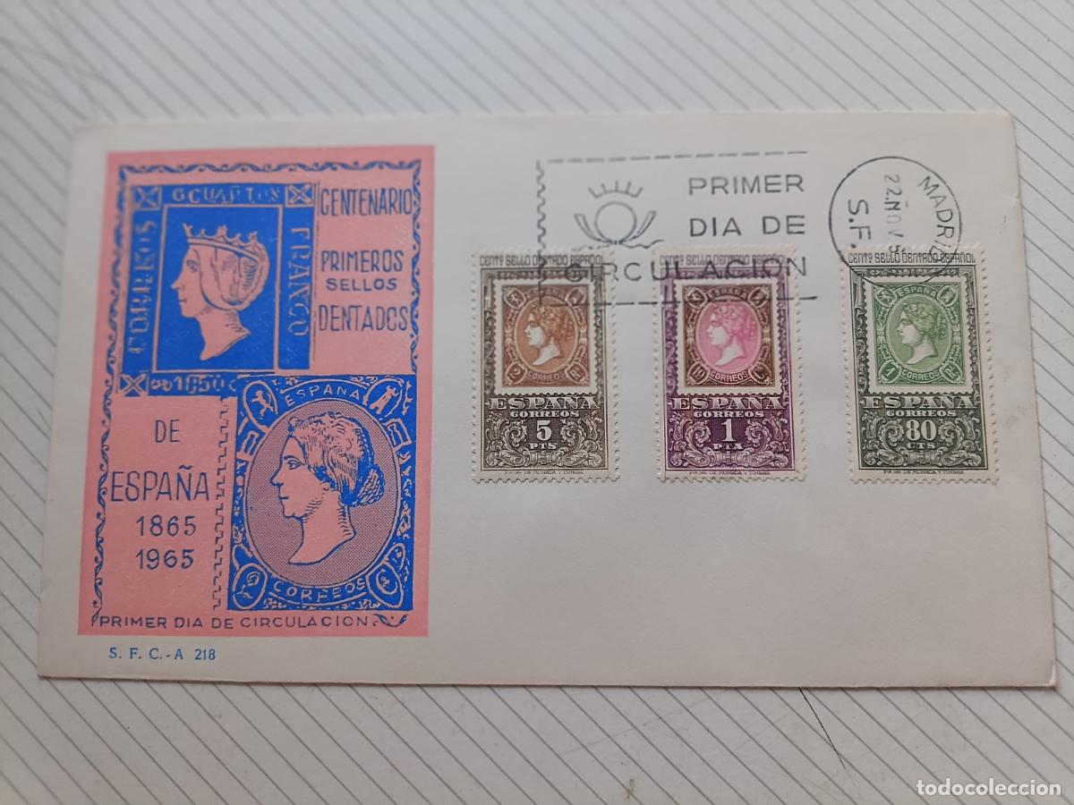 Sellos: CENTENARIO PRIMEROS SELLOS DENTADOS DE ESPA&Ntilde;A 1965