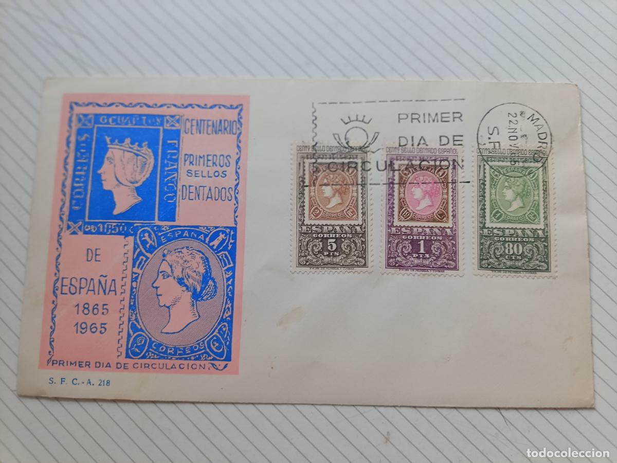 Sellos: CENTENARIO PRIMEROS SELLOS DENTADOS DE ESPA&Ntilde;A 1965