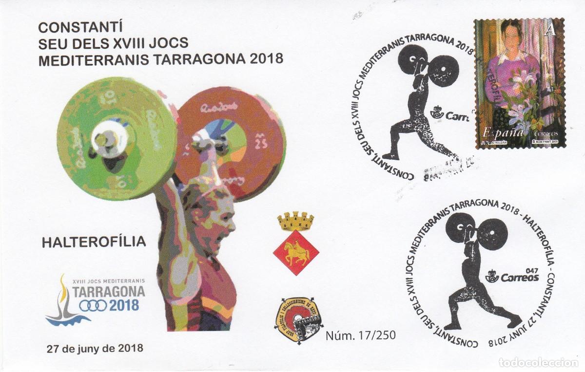 Sellos: MATASELLOS JOCS MEDITERRANIS A TARRAGONA - 2018 - HALTEROFILIA CONSTANT&Iacute;