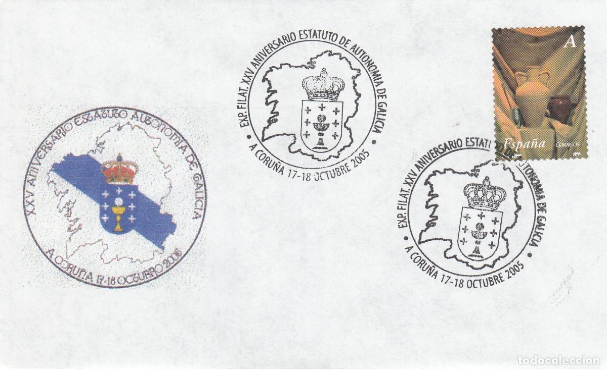 Sellos: GALICIA - MATASELLOS ANIVERSARIO ESTATUTO AUTONOM&Iacute;A DE GALICIA - A CORU&Ntilde;A - 2005