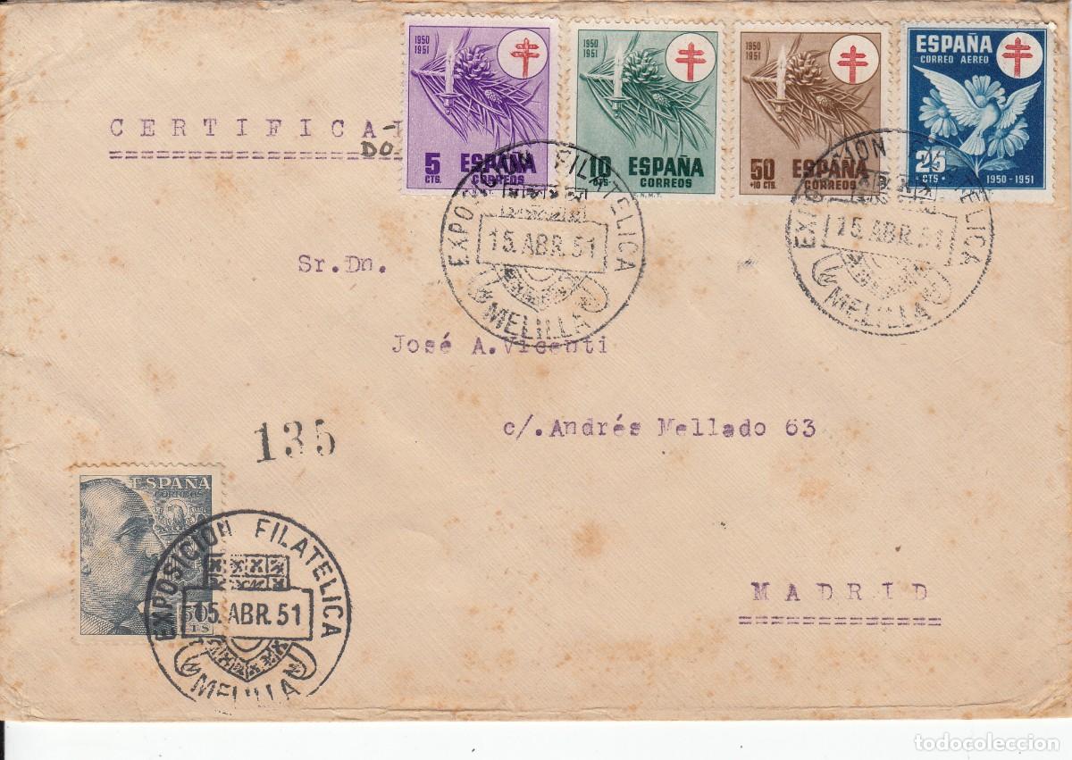 Sellos: MATASELLOS EXPOSICI&Oacute;N FILAT&Eacute;LICA - MELILLA - 1951