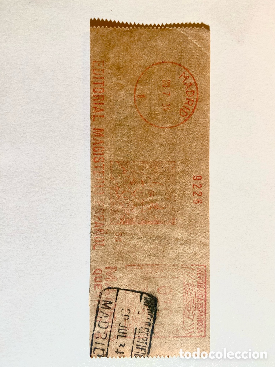 Sellos: FRANQUEO MECANICO (FRAGMENTO CIRCULADO) TEMA CERVANTES. MADRID 20-JULIO-1937