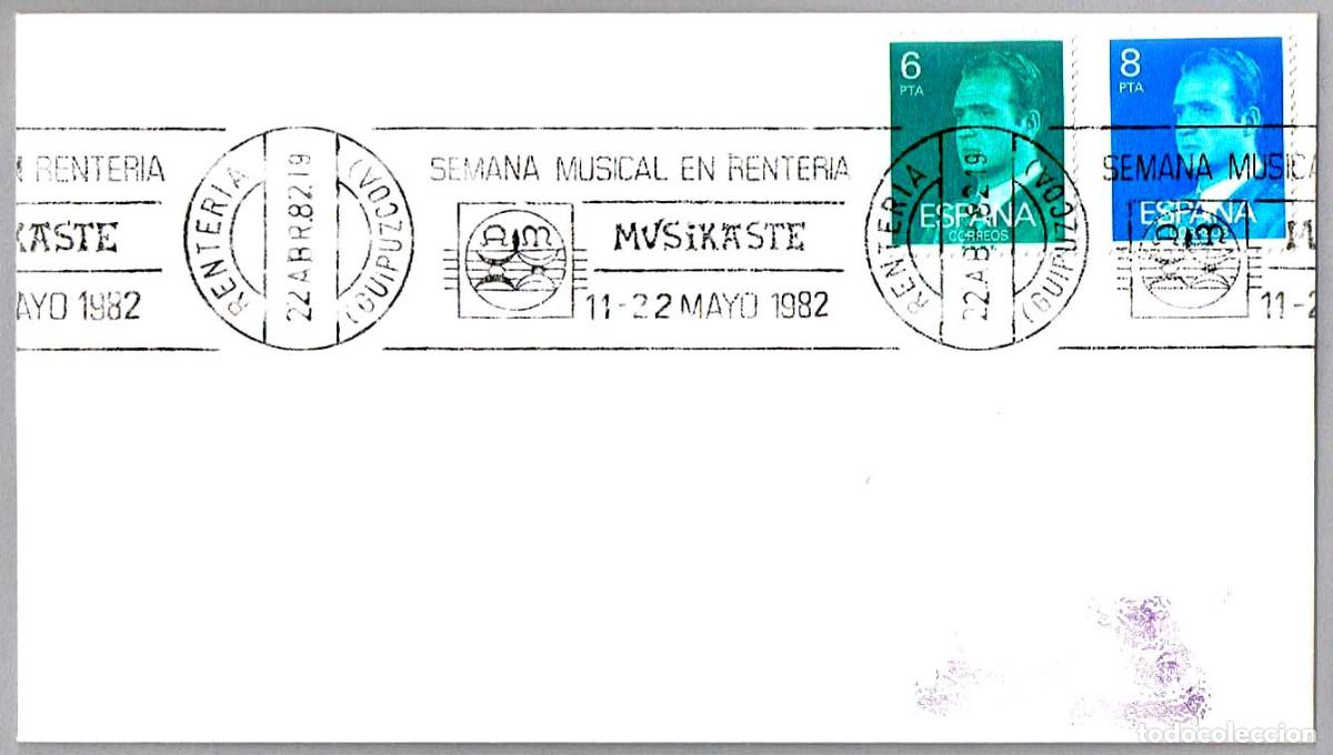 Sellos: Matasellos rodillo MUSIKASTE - SEMANA MUSICAL EN RENTERIA. Renteria, Guipuzcoa, 1982