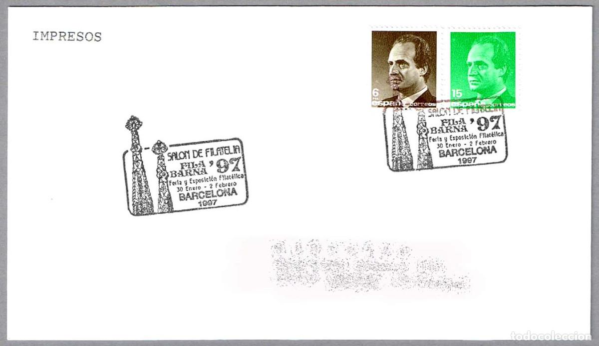 Sellos: Matasellos FILABARNA'97 - TORRES DE LA SAGRADA FAMILIA - GAUDI. Barcelona 1997