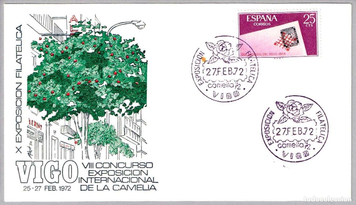 Sellos: Matasellos EXP.FIL. CAMELIA 72. Vigo, Pontevedra, Galicia, 1972