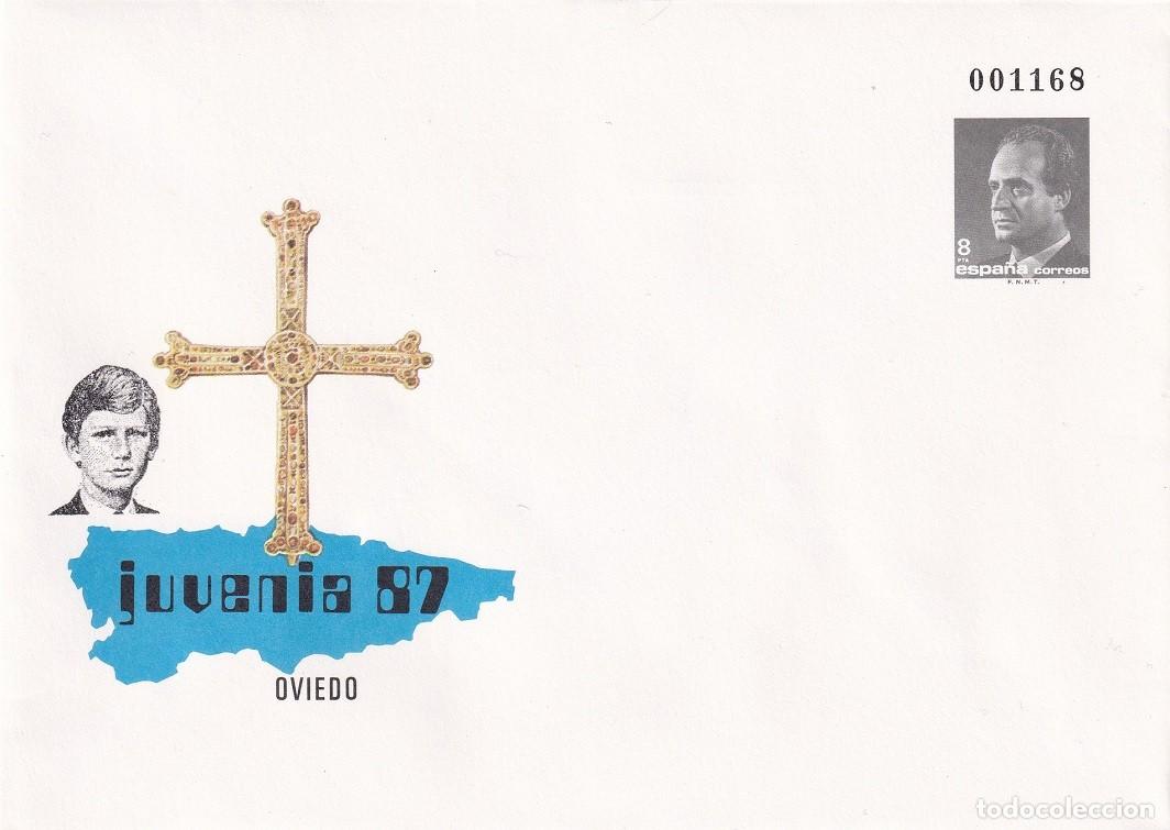 Sellos: Sobre entero postal 1987 - Juvenia 87 Oviedo - Exposici&oacute;n Filatelia Juvenil