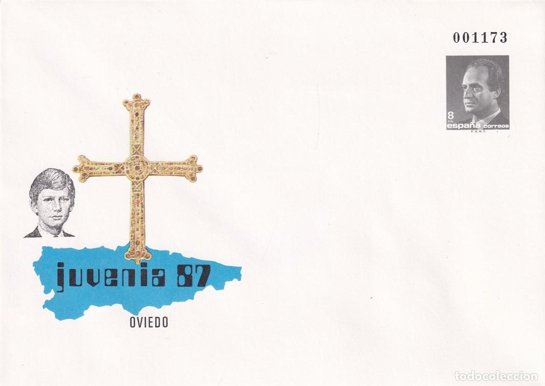 Sellos: Sobre entero postal 1987 - Juvenia 87 Oviedo - X Exposici&oacute;n Filatelia Juvenil