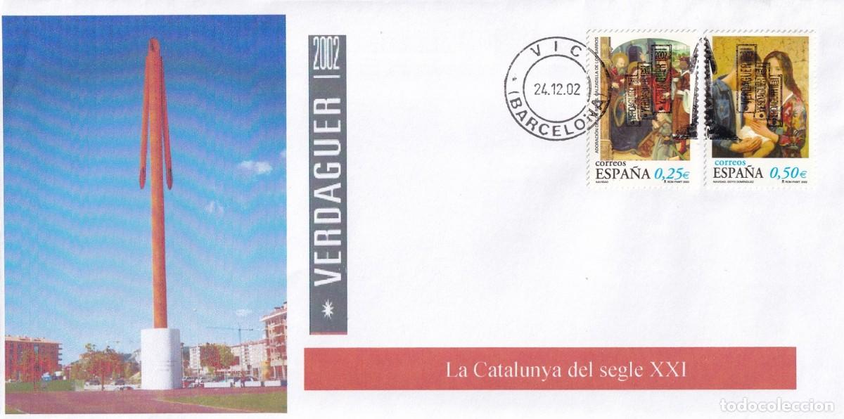 Sellos: Sobre Vic ( Barcelona ) 2002 - Verdaguer 2002 - La Catalunya del segle XXI