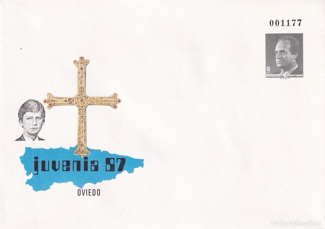 Sellos: Sobre entero postal 1987 - Juvenia 87 Oviedo - X Exposici&oacute;n Filatelia Juvenil