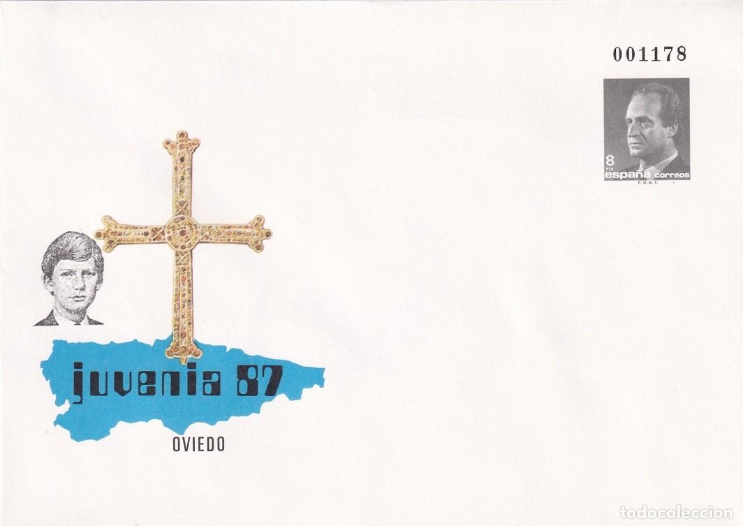 Sellos: Sobre entero postal 1987 - Juvenia 87 Oviedo - X Exposici&oacute;n Filatelia Juvenil