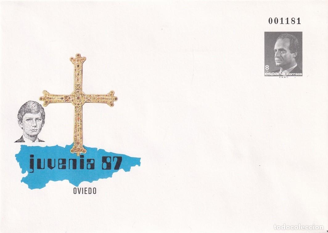 Sellos: Sobre entero postal 1987 - Juvenia 87 Oviedo - X Exposici&oacute;n Filatelia Juvenil