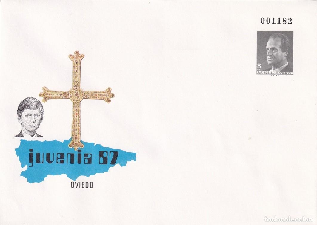 Sellos: Sobre entero postal 1987 - Juvenia 87 Oviedo - X Exposici&oacute;n Filatelia Juvenil