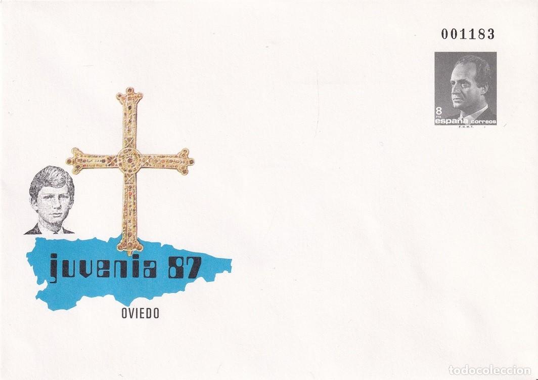 Sellos: Sobre entero postal 1987 - Juvenia 87 Oviedo - X Exposici&oacute;n Filatelia Juvenil