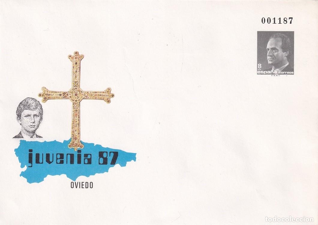 Sellos: Sobre entero postal 1987 - Juvenia 87 Oviedo - X Exposici&oacute;n Filatelia Juvenil