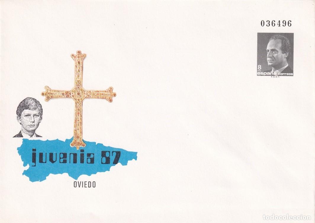 Sellos: Sobre entero postal 1987 - Juvenia 87 Oviedo - X Exposici&oacute;n Filatelia Juvenil