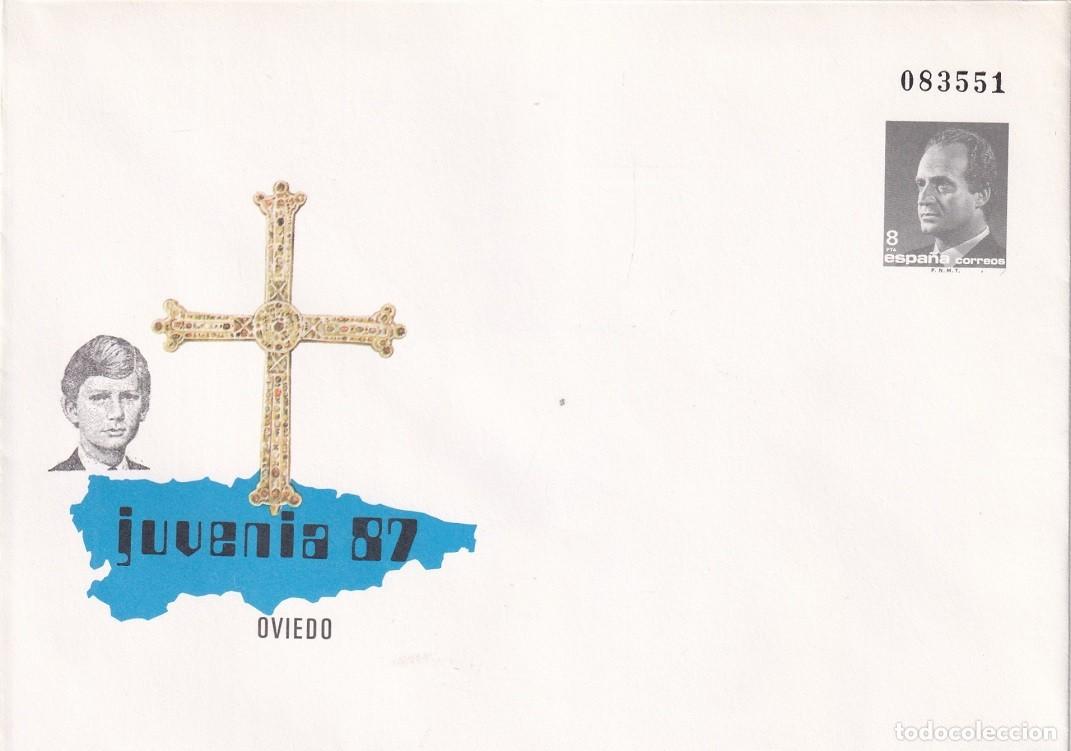 Sellos: Sobre entero postal 1987 - Juvenia 87 Oviedo - X Exposici&oacute;n Filatelia Juvenil