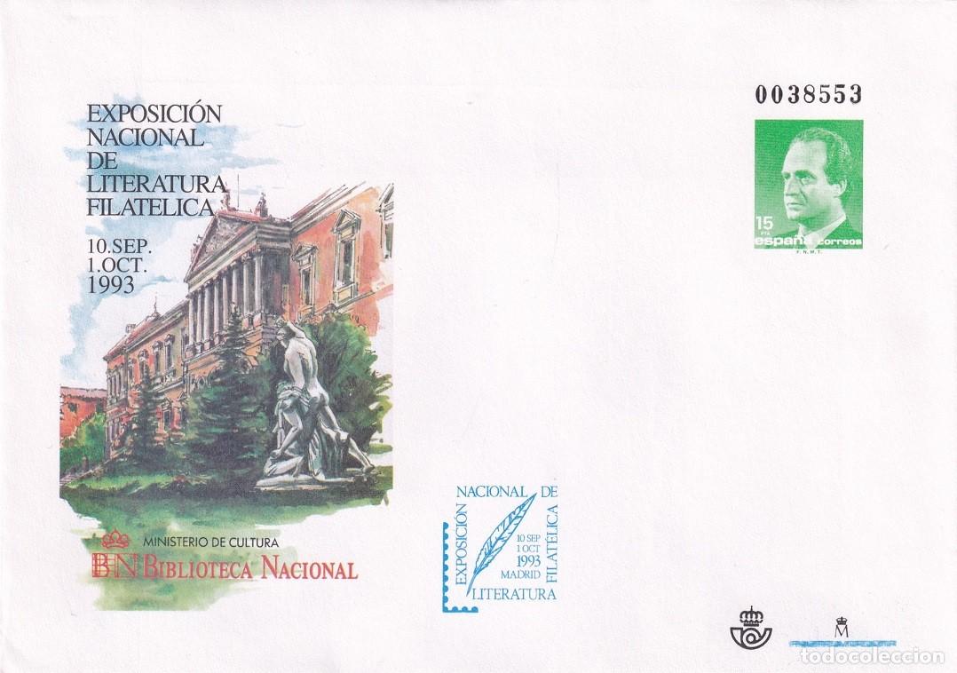 Sellos: Sobre Entero Postal Edifil 19 Madrid - Exposici&oacute;n Literatura Filat&eacute;lica 1993 - Biblioteca Nacional