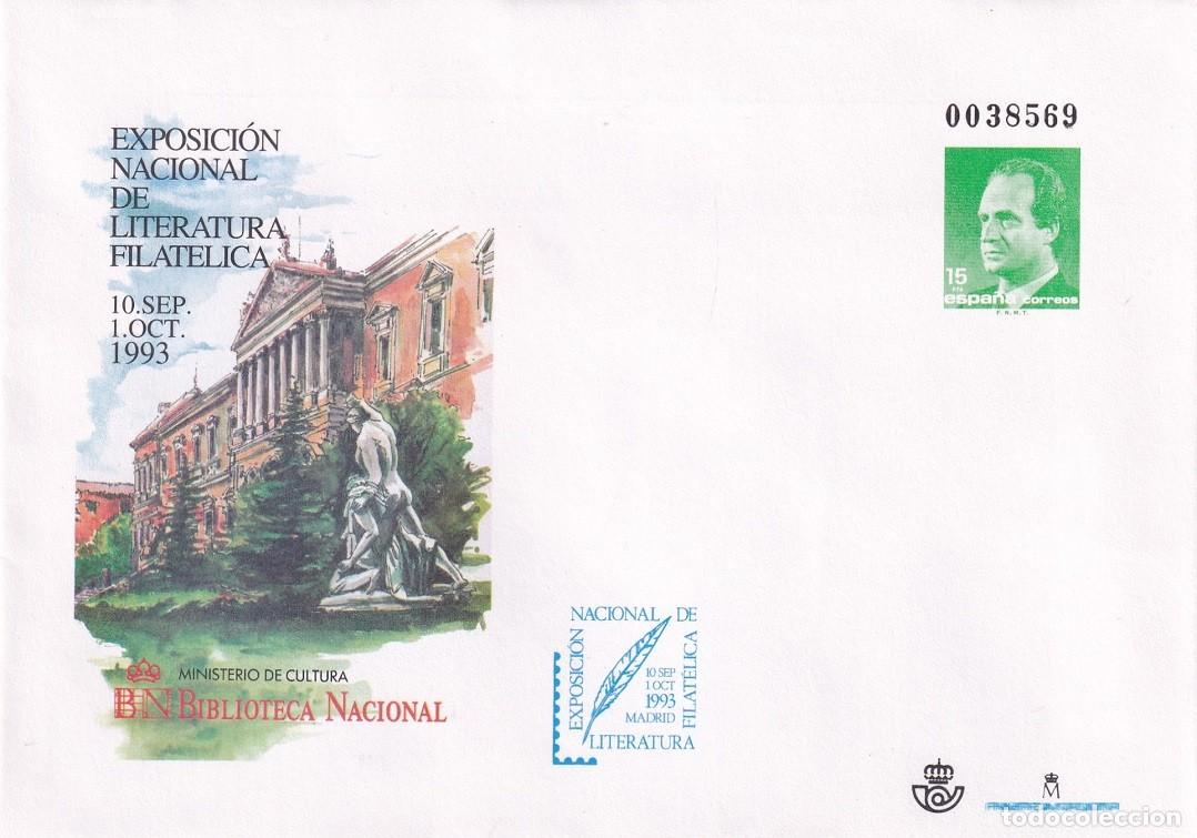Sellos: Sobre Entero Postal Edifil 19 Madrid - Exposici&oacute;n Literatura Filat&eacute;lica 1993 - Biblioteca Nacional