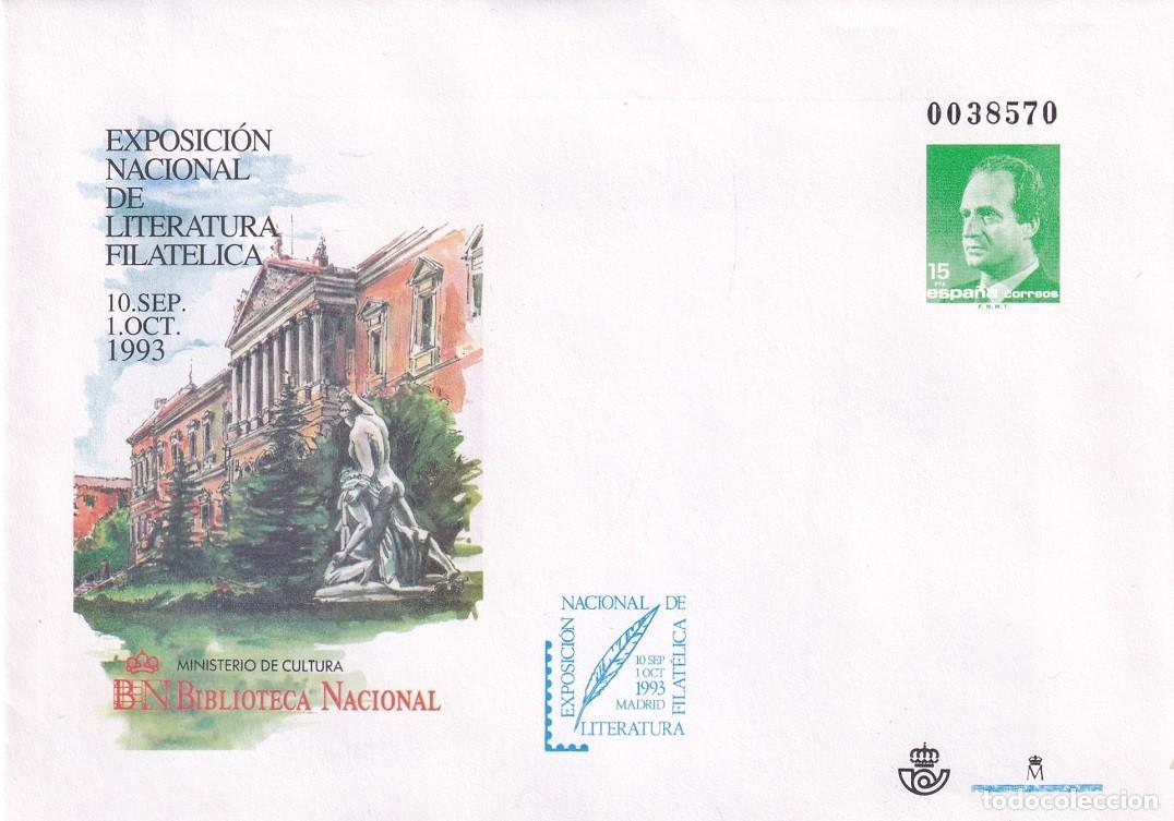 Sellos: Sobre Entero Postal Edifil 19 Madrid - Exposici&oacute;n Literatura Filat&eacute;lica 1993 - Biblioteca Nacional