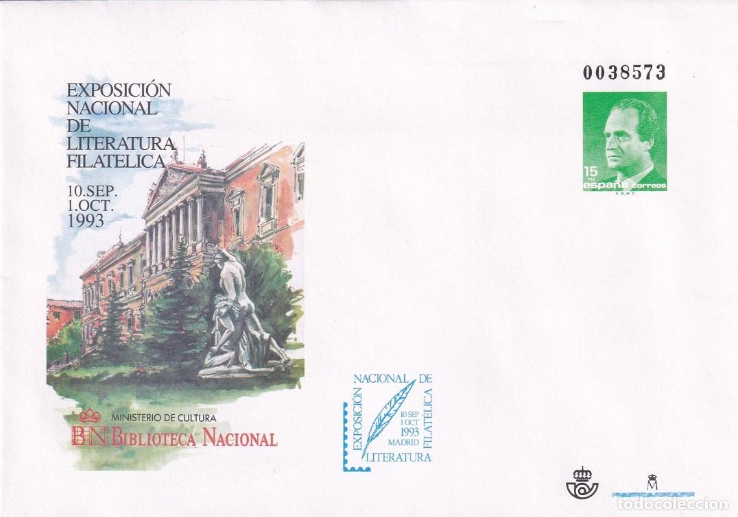 Sellos: Sobre Entero Postal Edifil 19 Madrid - Exposici&oacute;n Literatura Filat&eacute;lica 1993 - Biblioteca Nacional
