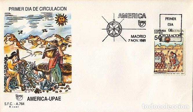 Sellos: ESPA&Ntilde;A 1989 - SPD - FDC - AMERICA UPAE - EDIFIL N&ordm; 3035