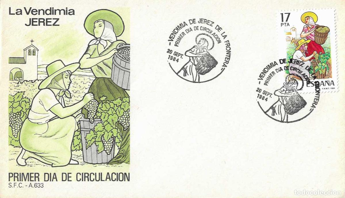Sellos: VINO LA VENDIMIA DE JEREZ FIESTAS POPULARES 1984 (EDIFIL 2747) EN SPD SFC MATASELLOS JEREZ RARO ASI