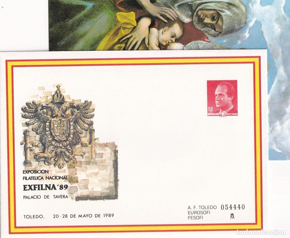 Sellos: Sobre Entero postal numerado 1989 - EXFILNA 89 - Toledo Palacio de Tavera - El Greco + Postal