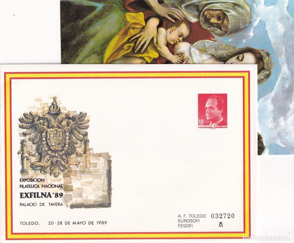Sellos: Sobre Entero postal numerado 1989 - EXFILNA 89 - Toledo Palacio de Tavera - El Greco + Postal