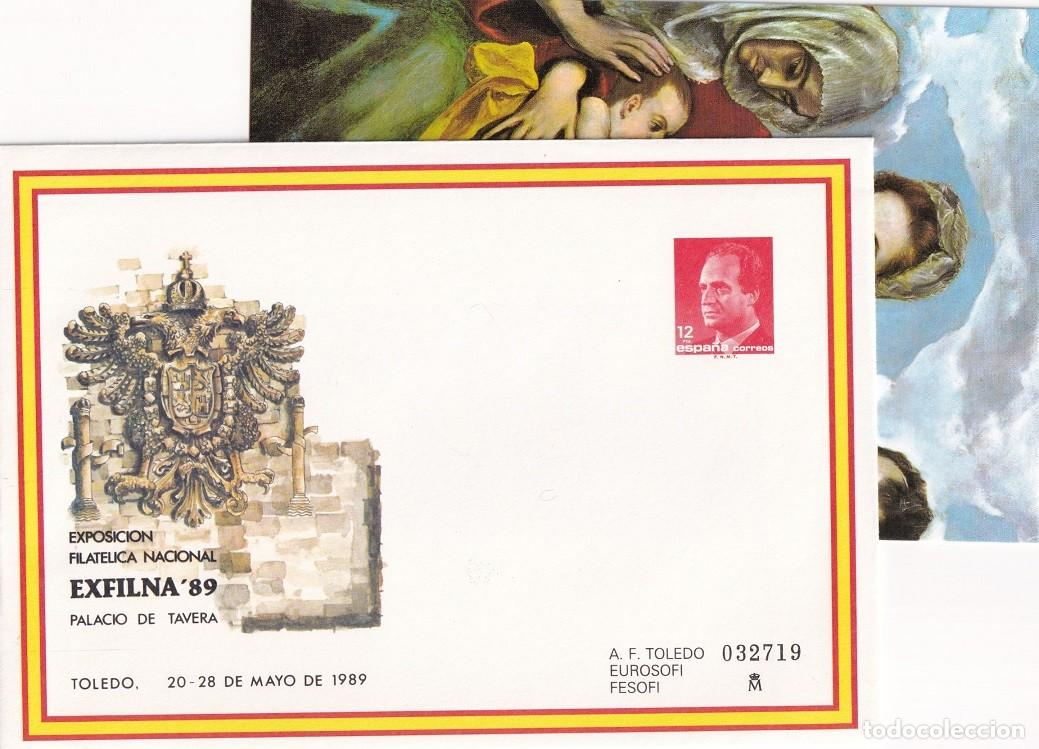 Sellos: Sobre Entero postal numerado 1989 - EXFILNA 89 - Toledo Palacio de Tavera - El Greco + Postal