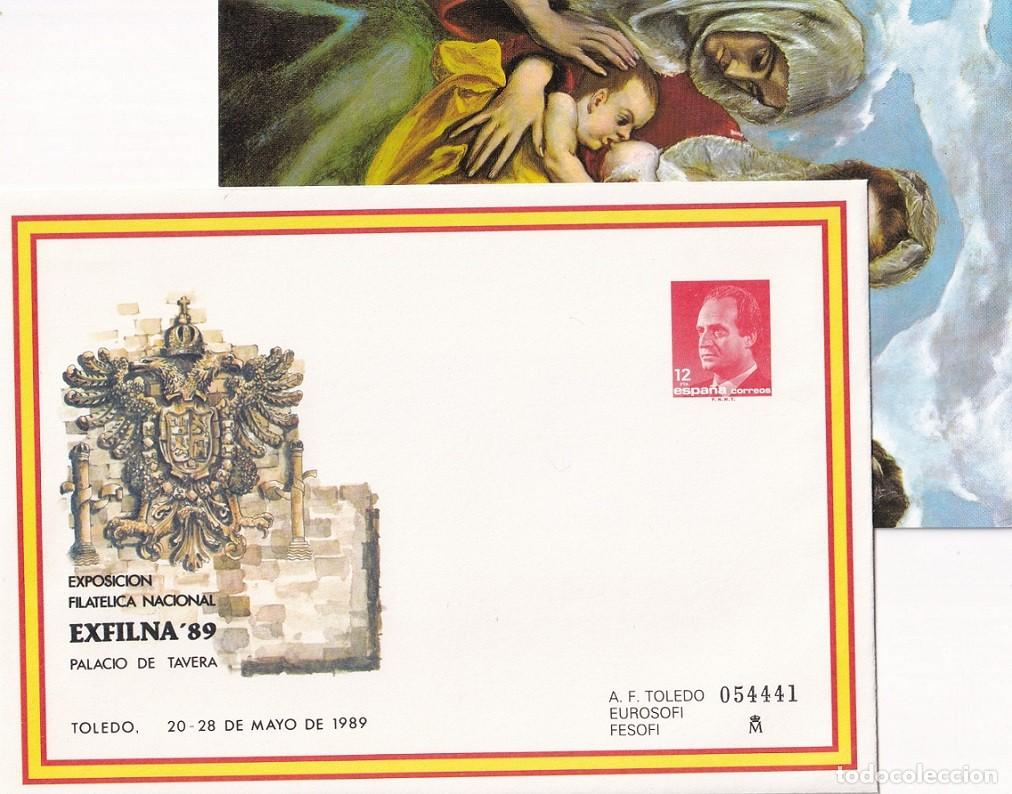 Sellos: Sobre Entero postal numerado 1989 - EXFILNA 89 - Toledo Palacio de Tavera - El Greco + Postal