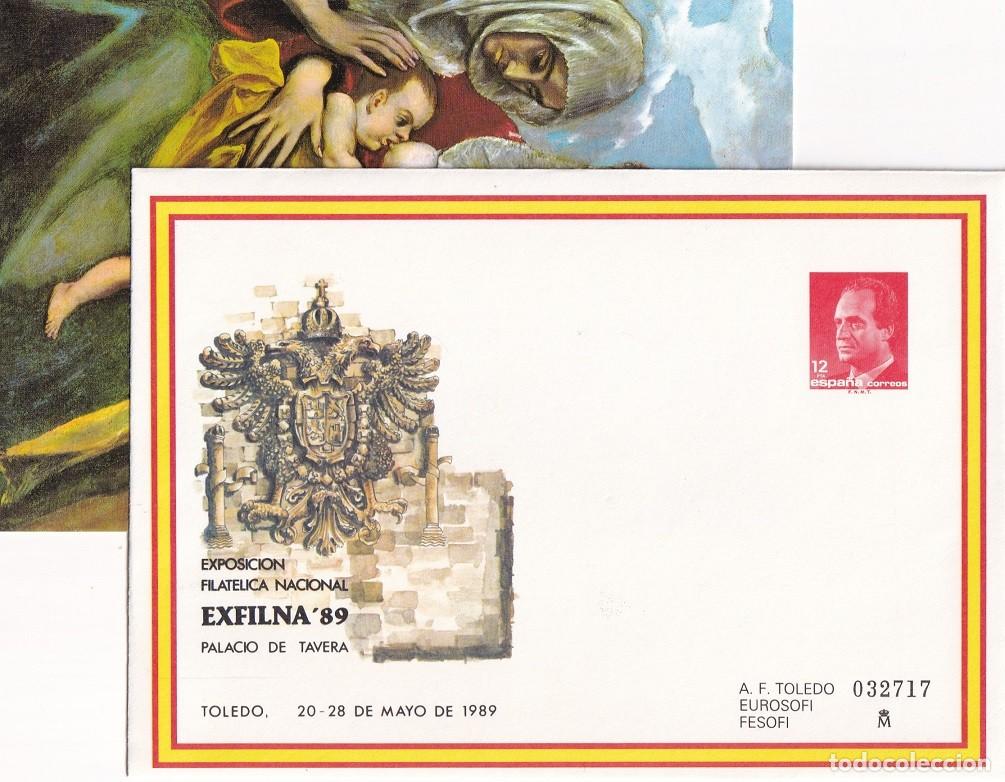 Sellos: Sobre Entero postal numerado 1989 - EXFILNA 89 - Toledo Palacio de Tavera - El Greco + Postal