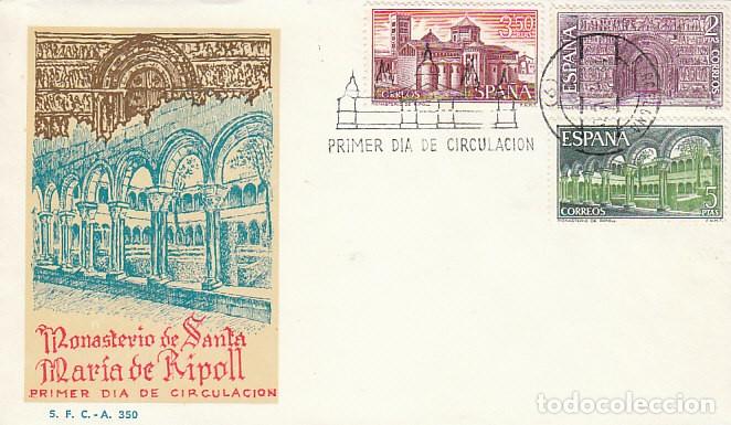 Sellos: EDIFIL 2005, MONASTERIO DE RIPOLL, PORTADA ROMANICA, PRIMER DIA DE 12-11-1970, SFC