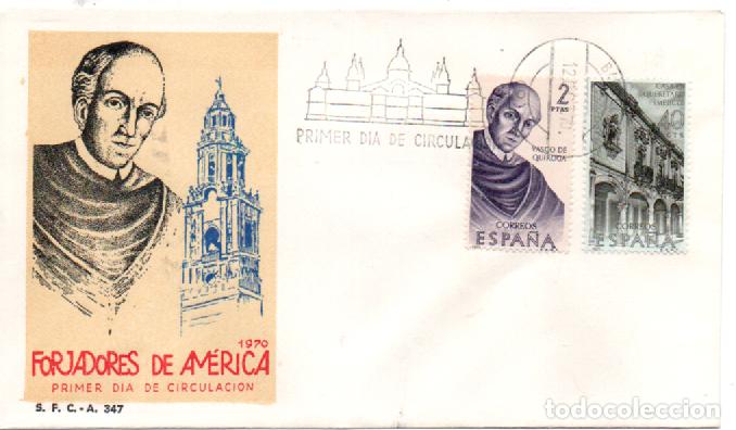 Sellos: EDIFIL 1998, FRAY JUAN DE ZUMARRAGA, FORJADORES DE AMERICA, PRIMER DIA DE 21-10-1970 SOBRE DEL SFC