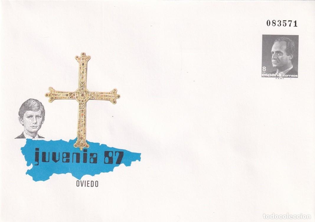 Timbres: Sobre entero postal 1987 - Juvenia 87 Oviedo - X Exposici&oacute;n Filatelia Juvenil